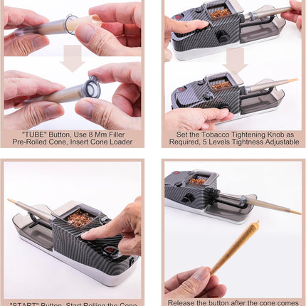 Electric Cones Rolling Machine, Automatic Cigarette Rolling Machine, Pre Roll Machine for King Size, Automatic Pre Rolled Cones Filling Maker + Pre-Roll Cone Holder Cigarette Case
