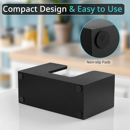 Wooden Paper Towel Dispenser Countertop, Bathroom Guest Towel Holder for Multifold C-Fold Z-Fold Trifold Hand Towels, Black Wood Napkin Holder for Kitchen, Vanity, Powder Room