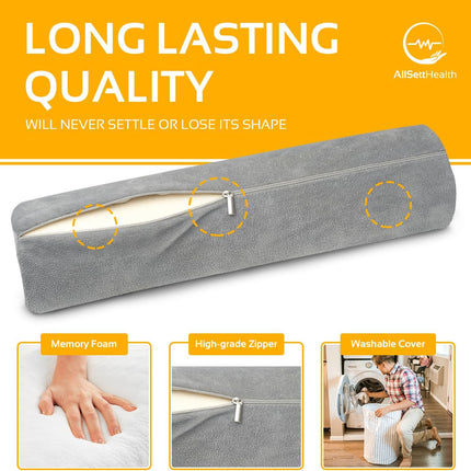 Firm Cervical Neck Roll Memory Foam Pillow, Bolster Pillow, round Neck Support for Sleeping | Bolster for Bed, Legs, Back and Yoga