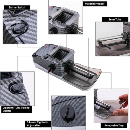 Electric Cones Rolling Machine, Automatic Cigarette Rolling Machine, Pre Roll Machine for King Size, Automatic Pre Rolled Cones Filling Maker + Pre-Roll Cone Holder Cigarette Case