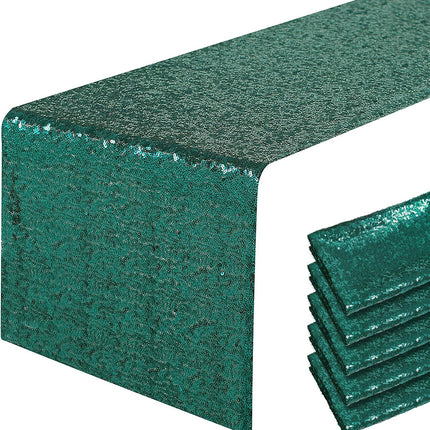 6 Packs 12 X 72 Inches Hunter Green Sequin Table Runner, Glitter Runner for Birthday Party Supplies Decorations Wedding Bachelorette Holiday Celebration Bridal Shower Baby Shower