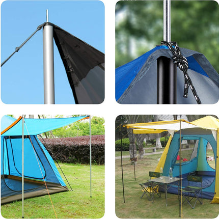 Adjustable Tent Poles Steel Rods for Tarp Canopy Camping Replacement Set of 2 (Black)