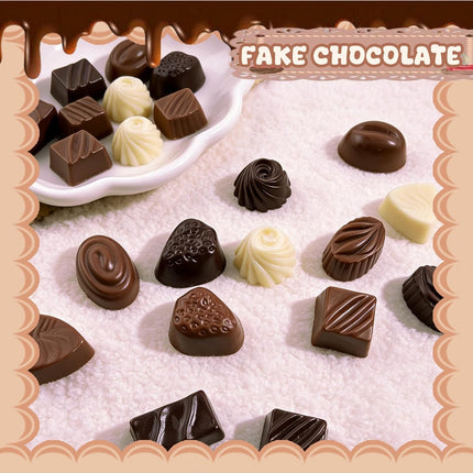 30 Pcs Fake Chocolate Artificial Food Realistic Mixed Color Chocolate Models Bulk Faux Dessert