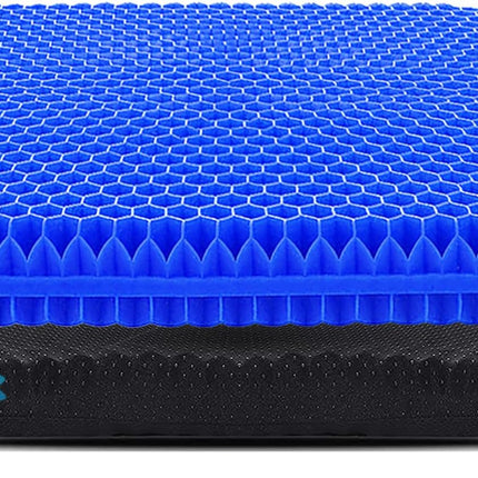 Gel Seat Cushion for Long Sitting, Extra Thick Gel Cushion for Wheelchair Soft Chair Pads for Office Home Chairs Car Seats Long Trips - Back Sciatica Hip Tailbone Pain Relief Cushion (Blue)