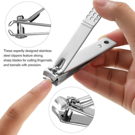 50 Pieces Nail Clipper Set Fingernails and Toenail Bulk Clipper Flat Stainless Steel Nail Cutter for Women Men Thick Nails, Black and Silver