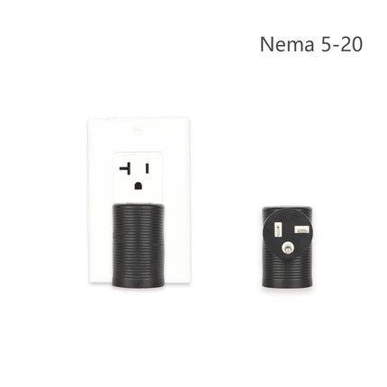 Angled 4 in 1 NEMA 5-20P Power Adapter,  NEMA 5-20P to 5-15R, 5-20R, 6-15R, 6-20R Double T-Blade Receptacle, Downward Angled Power Adapter