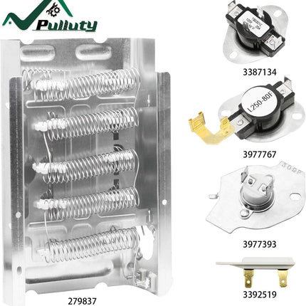 Heating Element for Whirlpool Dryer WED4815EW1 WED5300SQ0 WED5000DW2 WED4800BQ1 WED5300SQ0 Wed5100Vq1,Dryer Heating Element for Kenmore 70 80 Series Dryer Model 110 Parts 11065132410 11061202011
