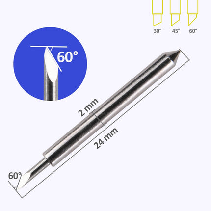 60 Degree Tungsten Steel Lettering Blade Vinyl Cutter Blades for Roland Cutting Plotter, Blue Cap Pack of 10