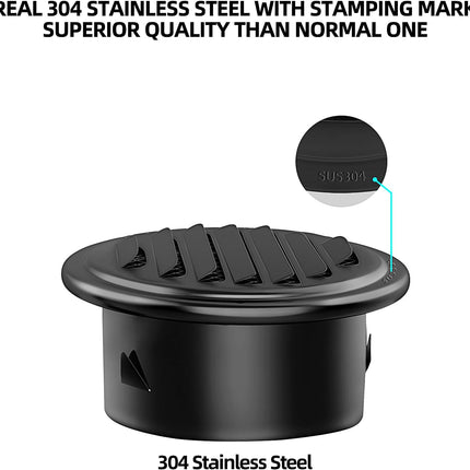 3Inch-2Pcs 304 Stainless Steel round Air Vents Cover,  Louvered Grille Cover Vent Flat Ducting Air Vent Wall Inlet with Built-In a Fly Screen Mesh for HVAC Ventilation (3Inch-2Pcs)