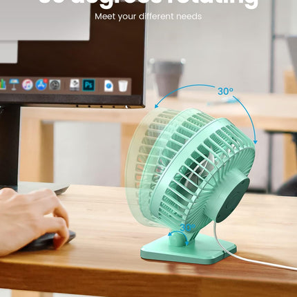 USB Desk Fan, Small but Powerful, Personal Portable Quiet 3 Speeds, Adjustable Mini Table Desktop Fan for Cooling Home Office Car Summer Travel Gifts Green