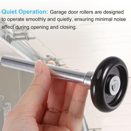 2Pcs 1.8" Nylon Garage Door Rollers for 2" Garage Track, 4.25" Stem Standard Rollers, Black