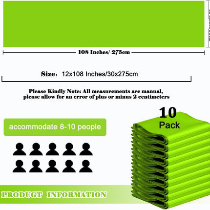 10 Pack Lime Green Satin Table Runners 12X108 Inches Party Table Runner Bright Smooth Table Runner Wedding Party Decorations for Table Green Table Runners