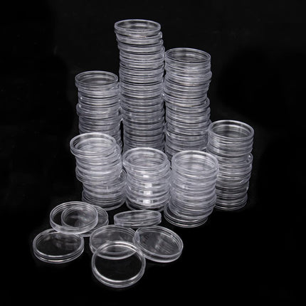100 Pack 30Mm Coin Capsules with White Protect Gasket and Plastic Storage Organizer Box for Coin Collection Supplies, Clear and round Plastic Capsules, Fits 17/20/25/27/30Mm Size Coins
