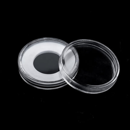 100 Pack 30Mm Coin Capsules with White Protect Gasket and Plastic Storage Organizer Box for Coin Collection Supplies, Clear and round Plastic Capsules, Fits 17/20/25/27/30Mm Size Coins